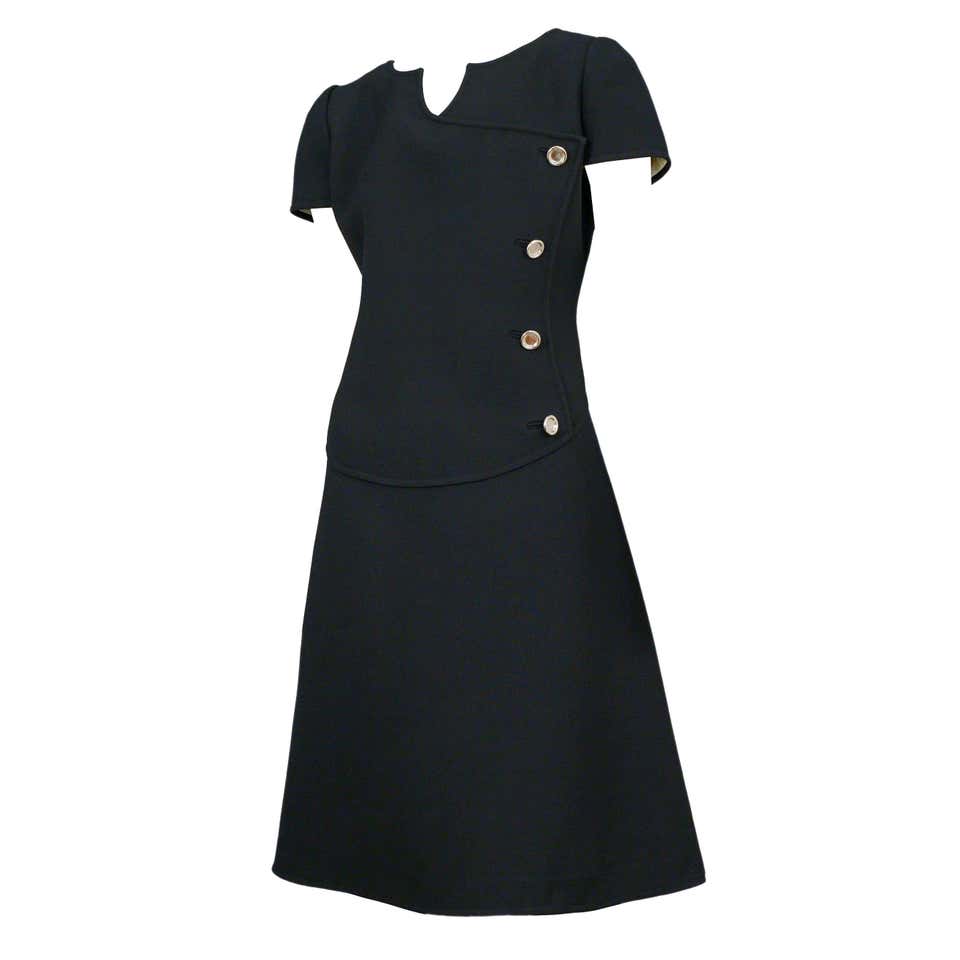 Courreges Black Wool Day Dress For Sale at 1stdibs