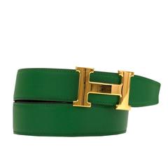 Hermes Belt 100 cm 32 mm Chamonix/Epsom Leather Noir/Bambou Color Boucle H Gold 