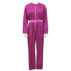1970's Fernando Sanchez Magenta and Pink Jumpsuit 10