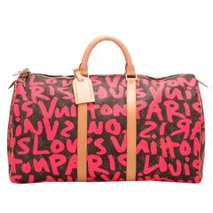 Louis Vuitton Pink Monogram Graffiti Keepall 50