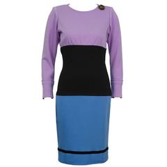 1980's Yves Saint Laurent/YSL Colorblock Day Dress 2