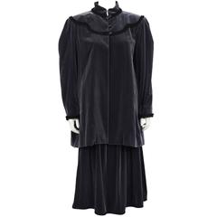 Yves Saint Laurent/YSL 1970's Grey Velvet 2 Piece Russian Style Ensemble 12