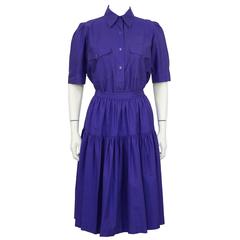 1970's Yves Saint Laurent/YSL Purple Cotton Skirt Ensemble 2
