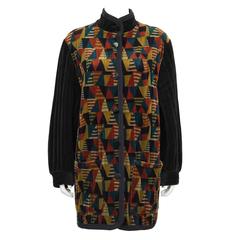 1980's Yves Saint Laurent/YSL Quilted Velour Car Coat 4