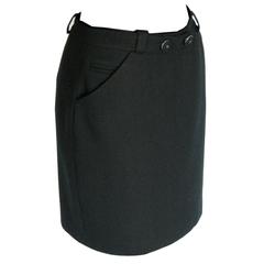 Versace Jean Couture Black Wool Pencil Skirt with Medusa Buttons Sz 42 1990s 4