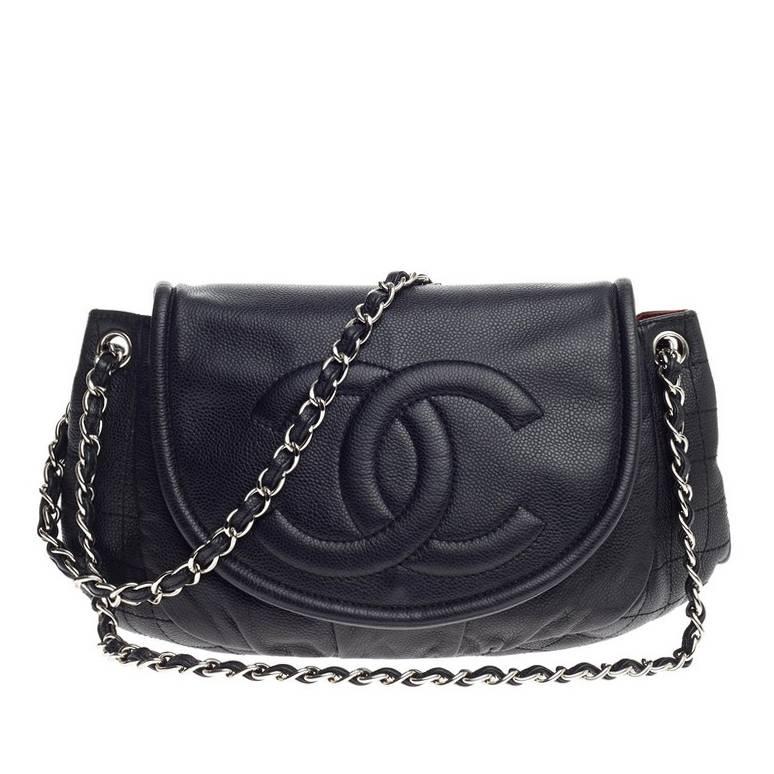 Chanel Timeless Half Moon Flap Caviar Large