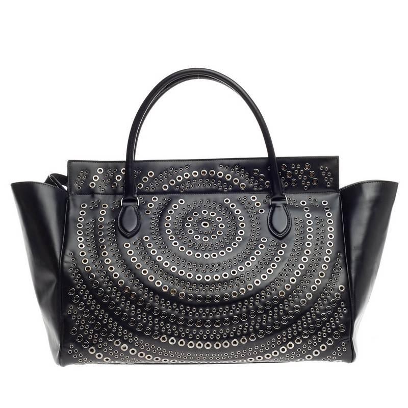 Alaia Grommet Zip Tote Leather Large