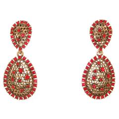 Retro Red Crystal Earrings by Kenneth Jay Lane