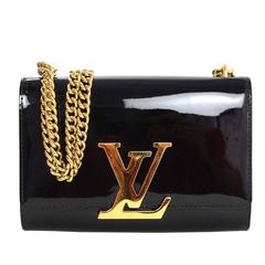 Louis Vuitton Black Patent Leather Sliding Chain Louis Bag with GHW 