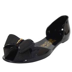 Salvatore Ferragamo Black D'Orsay Jelly Flats Sz 8 with Box rt. $280