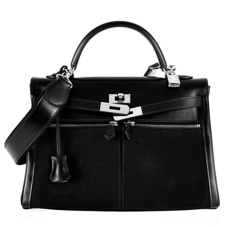 Hermes Kelly Lakis 32cm Black Palladium Hardware Rock and Roll Strap ...