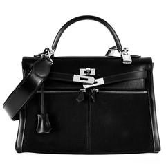 Hermes Kelly Lakis 32cm Black Palladium Hardware Rock & Roll Strap JaneFinds