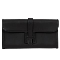 Hermès Black Swift Jige Clutch New in Box