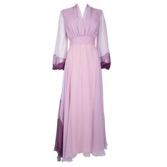 1970's Pink Sheer Sleeve Gown