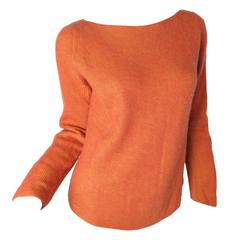 Chanel Orange and Gold Ribbed Cashmere Sweater 