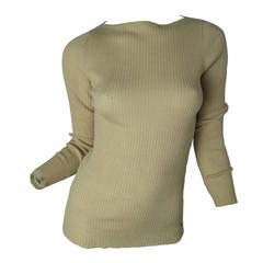 Vintage Chanel Beige Cashmere/Silk Ribbed Sweater