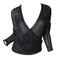 Chanel Black Mohair Wrap Sweater - sale 7