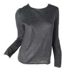 Vintage Chanel Cashmere/ Silk Grey Sweater with Grey Trim
