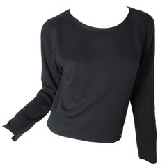 Chanel Black Cashmere Silk Scoop Neck Sweater 