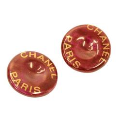 Vintage Chanel Red x Gold Tone Large Round Earrings