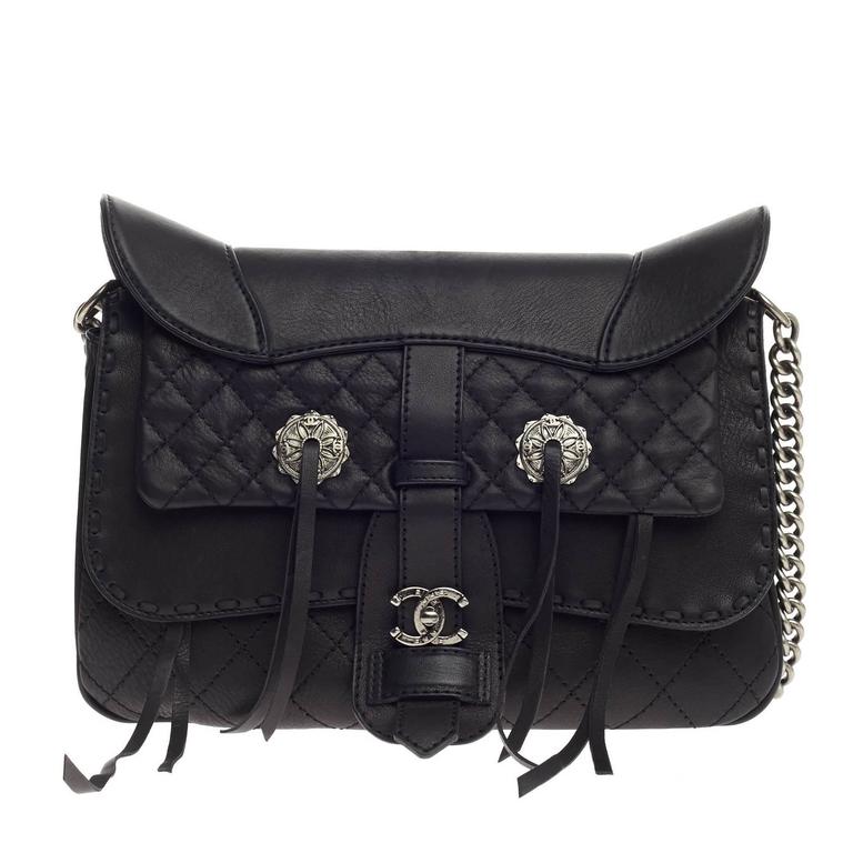 Chanel Paris-Dallas Fringe Flap Saddle Bag Embellished Calfskin at 1stdibs