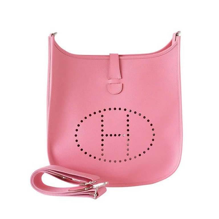 Hermes Bag Evelyne GM Rose Confetti Pink Epsom Palladium