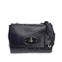 Mulberry Lily Chain Flap Python Embossed Leather Small