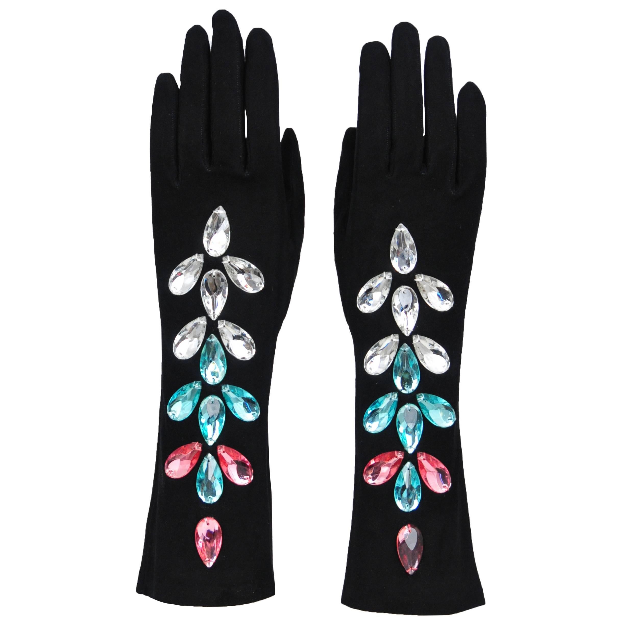 Yves Saint Laurent Crystal Beaded Gloves