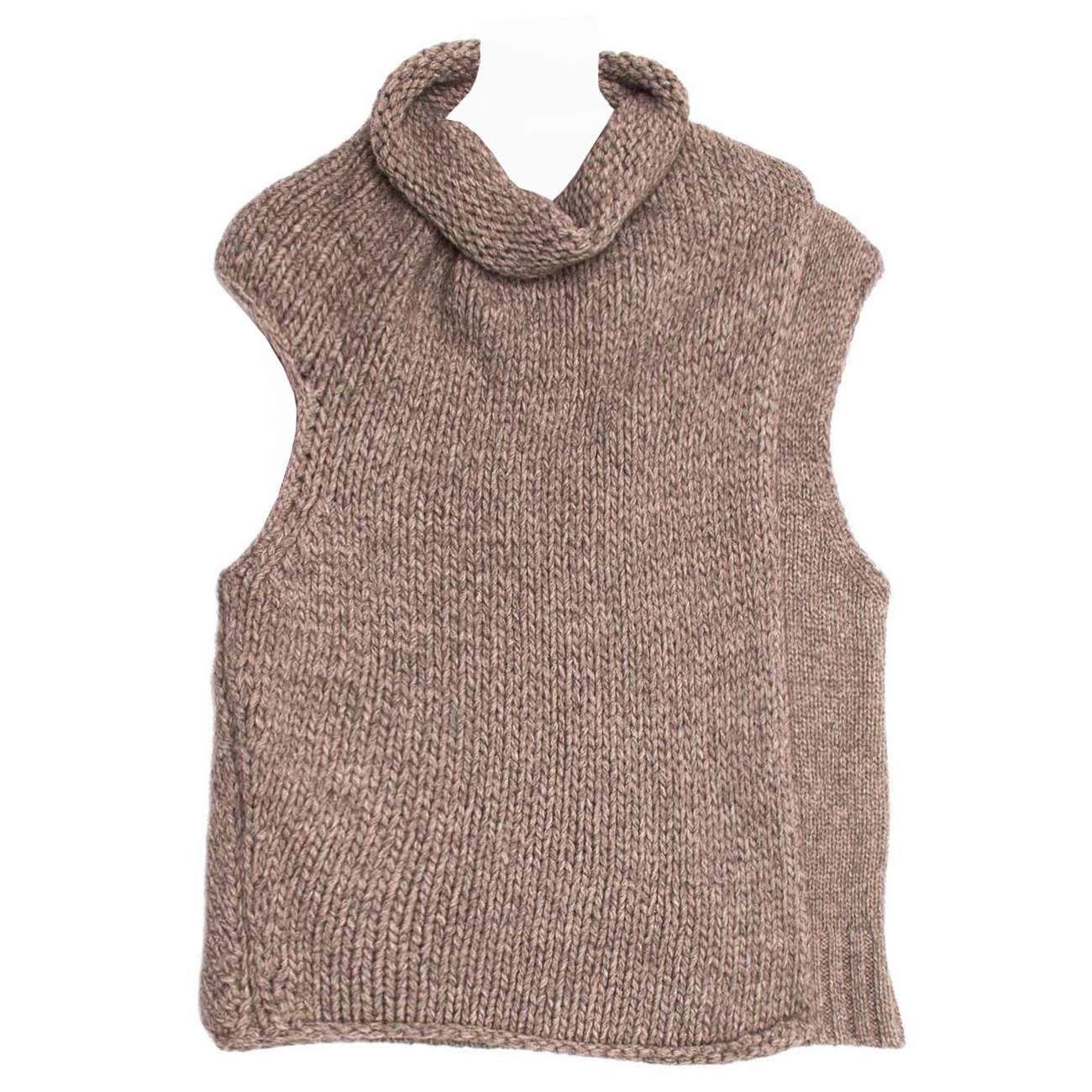 Celine Grey Brown Chunky Sleeveless Knit For Sale