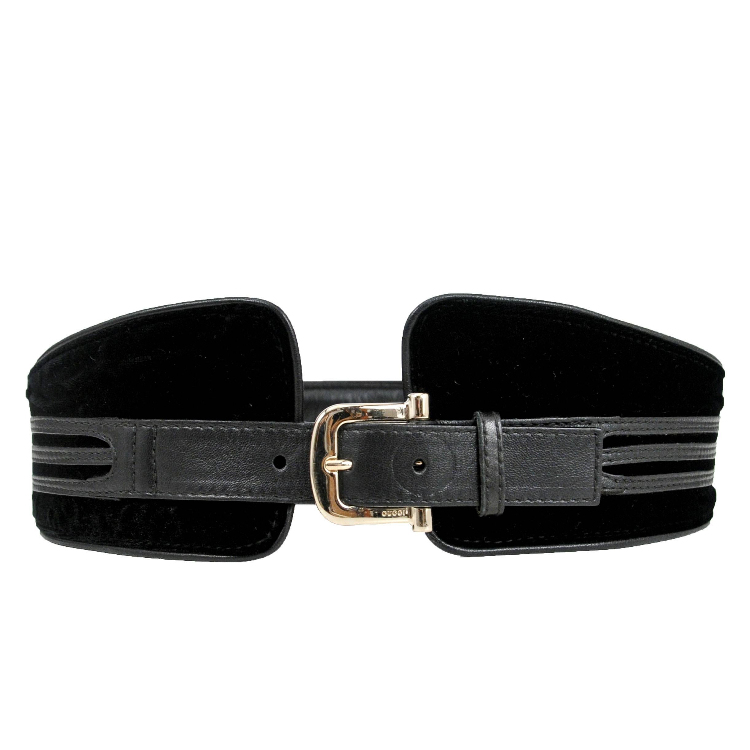 Tom Ford for Gucci Black Velvet & Leather Belt