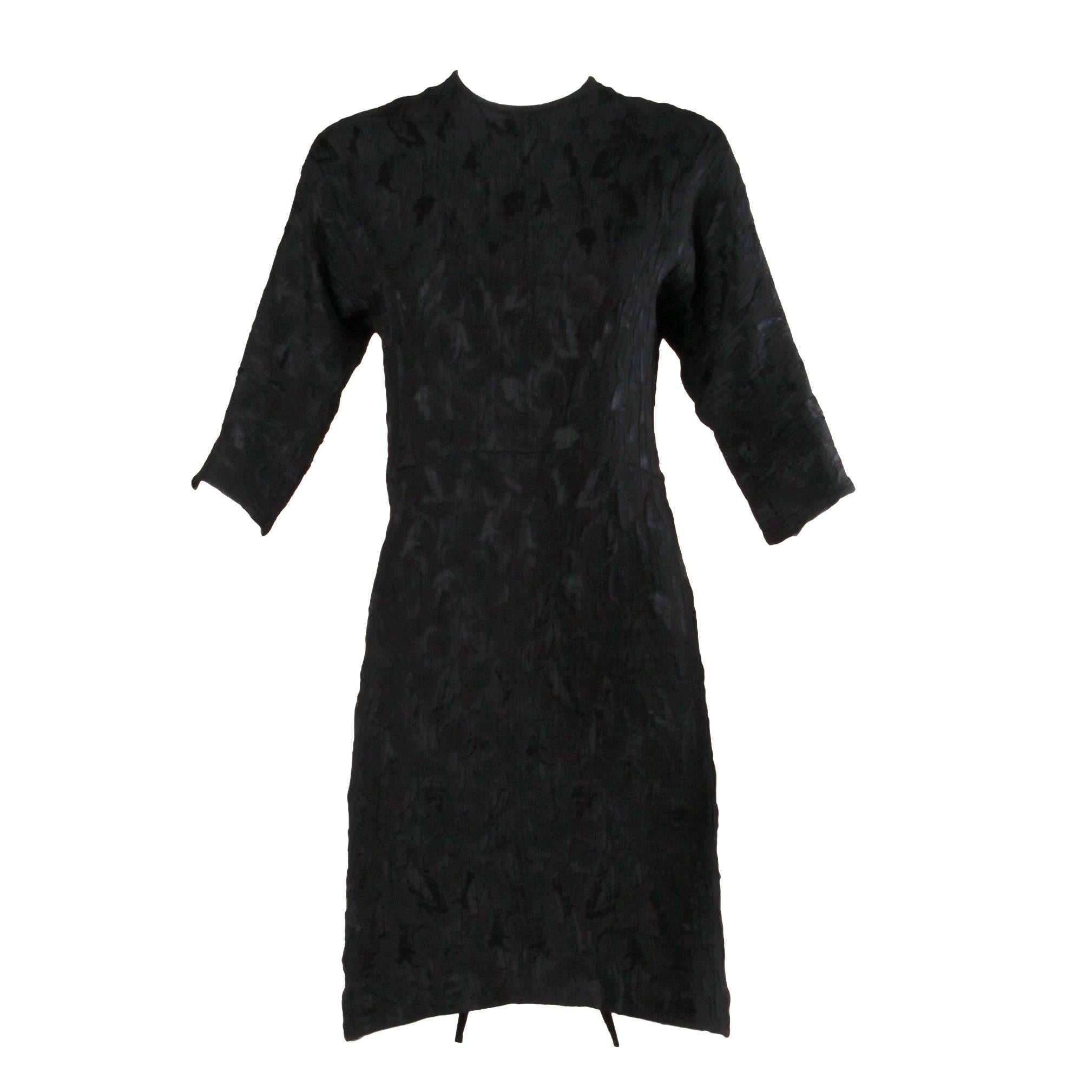 Gianni Versace for Istante Vintage Black Embossed Black Dress For Sale