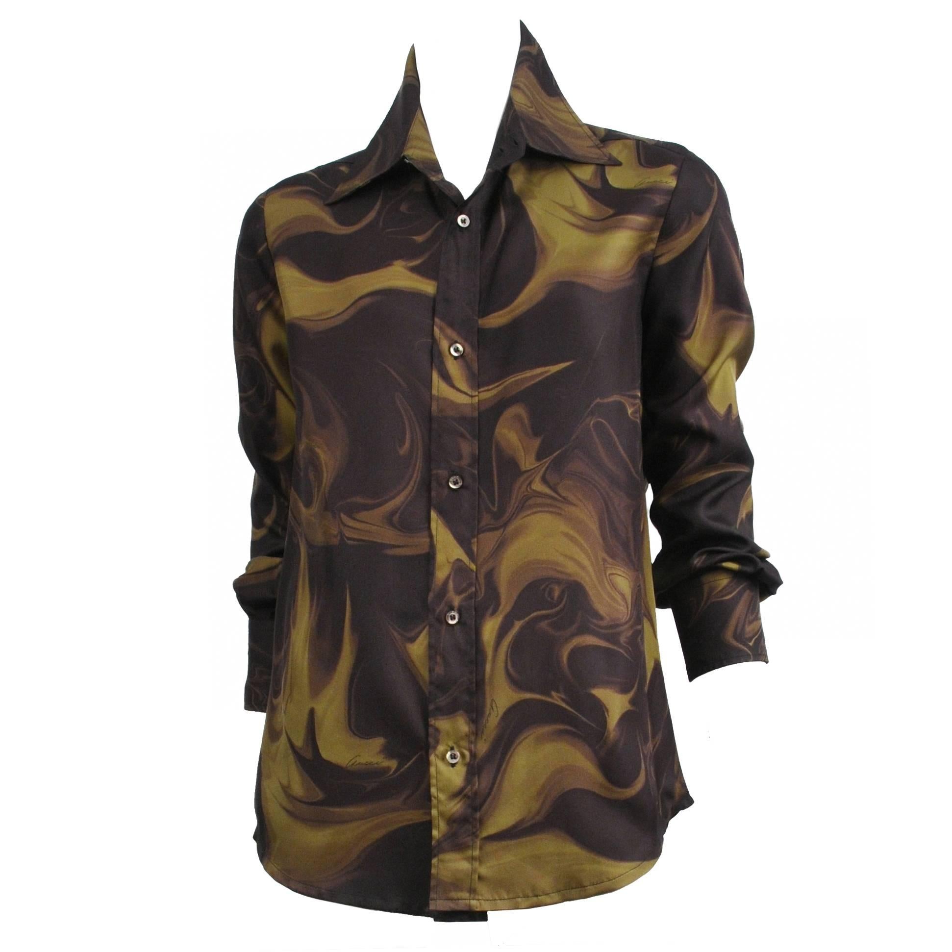 Tom Ford for Gucci Marble Print Silk Shirt