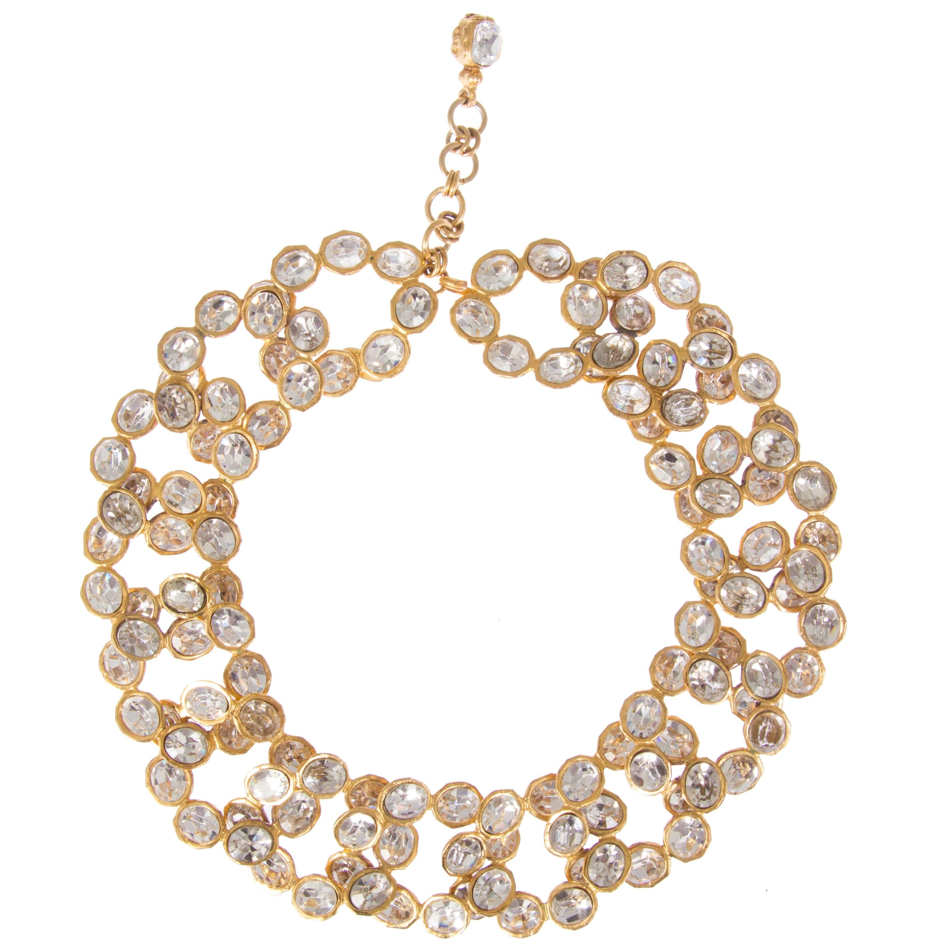 CHANEL Gilt & Crystal Large Link Necklace