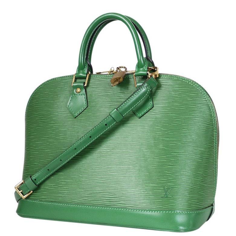 Louis Vuitton Green Epi Alma Handbag With Cross Body Strap 