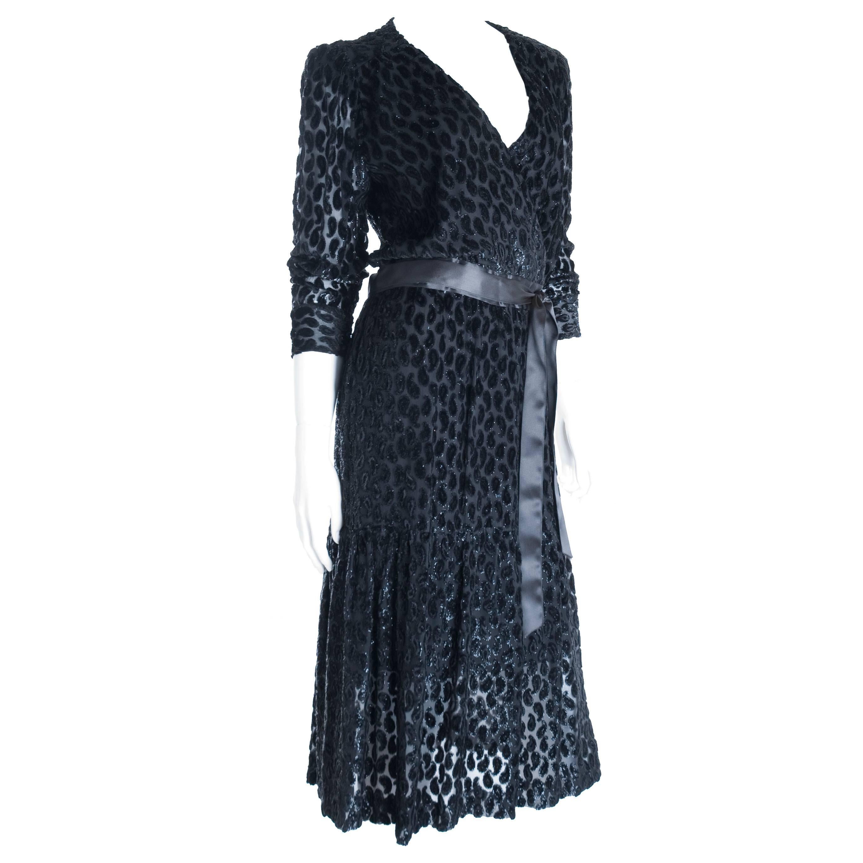 Pierre Balmain Burnout Paisley Velvet Cocktail Dress For Sale