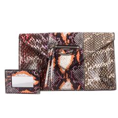 Balenciaga Orange Pink Purple Black Snake Evening Envelope Clutch Bag