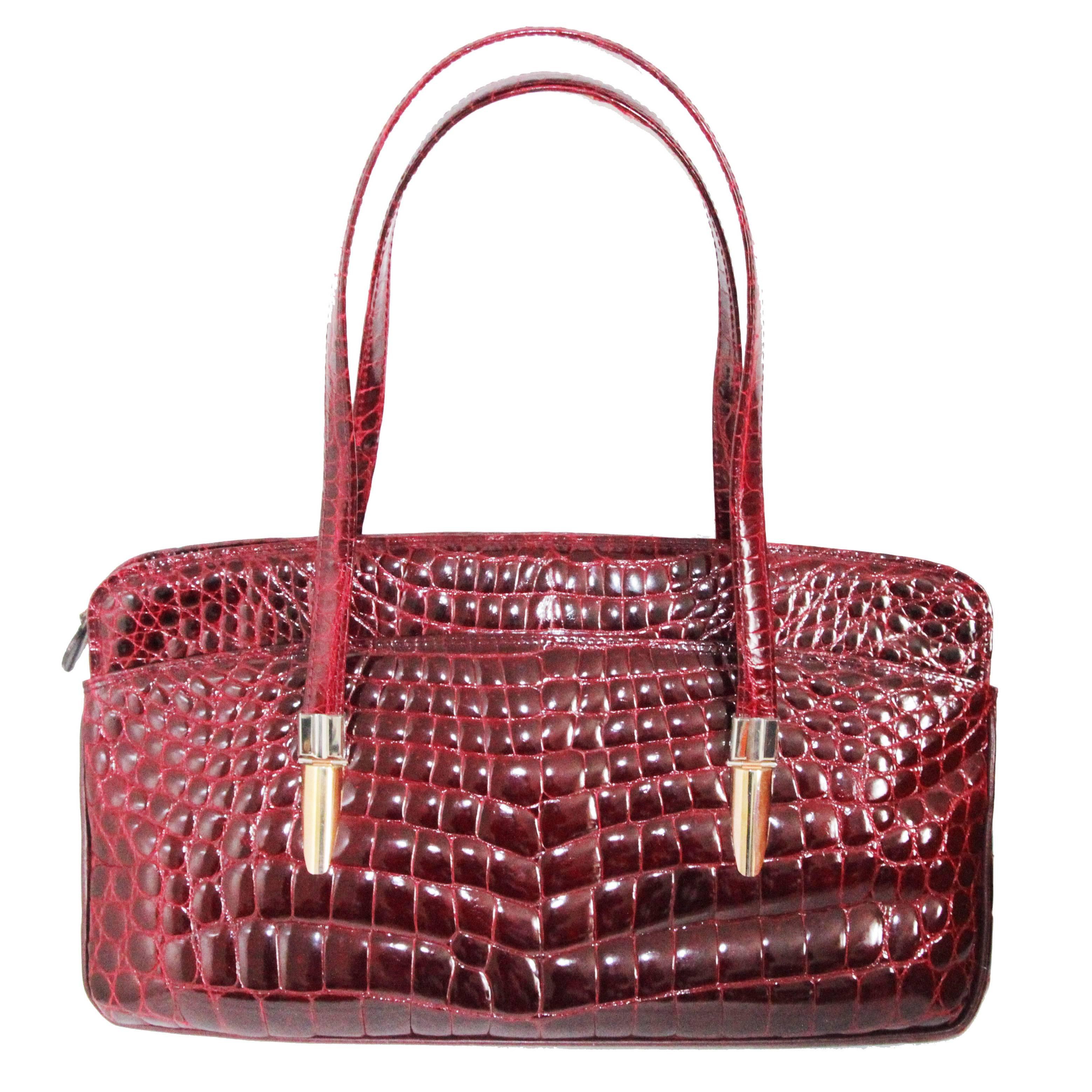 Colombo Milano burgundy croco handbag 1980