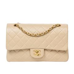Chanel Classic Double Flap 26 Beige Quilted Leather