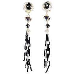 Long Black & white Lacroix earrings of the 90s