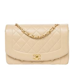 Chanel Vintage Mademoiselle Flap Beige Quilted Leather
