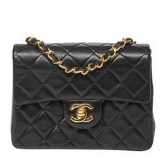 Antique Chanel Mini Flap Bag Black Quilted Leather