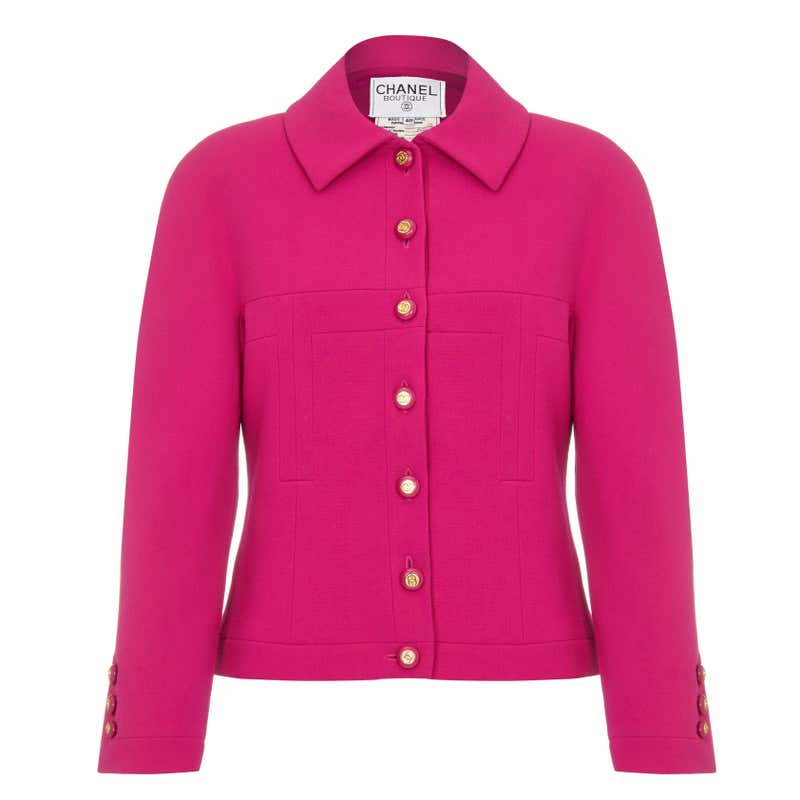 1980s Shocking Pink Wool Chanel Jacket at 1stDibs