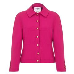1980s Shocking Pink Wool Chanel Jacket 