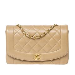 Chanel Vintage Mademoiselle Flap Beige Quilted Leather