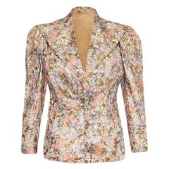 1930s Gold Floral Printed Silk Jacket 10