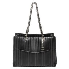 Chanel Mademoiselle Tote Black Vertical Quilted Leather