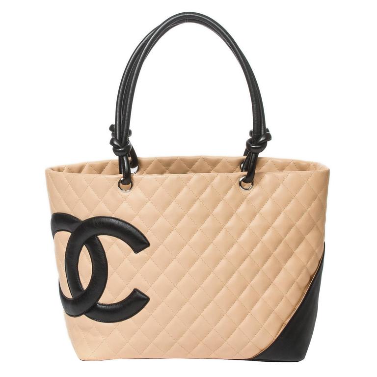Chanel Cambon Tote GM Beige Quilted Leather at 1stDibs