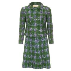 1960s Bonwit Teller Green Checked Wool Suit