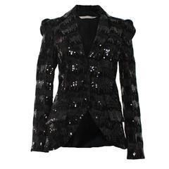 Mid 2000s Black Sequin Diane von Furstenerg Jacket