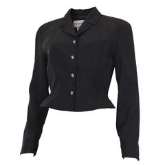 Late 1980s Black Thierry Mugler Structured Jacket 10
